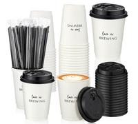 Jingmore Lot de 25 gobelets à café jetables en carton de 388,5 g Love Is Brewing pour fête prénuptiale, réception de mariage, fournitures de bar à café pour enterrement de vie de jeune fille