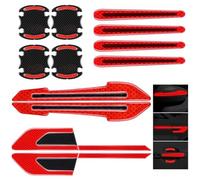 JINGMU 12 Pièces Autocollants Réfléchissants Voiture pour Kia Ceed Proceed XCeed SW GT 2018-2023 2024, 3D Protection Poignee Porte Voiture, Autocollant Réfléchissant pour Ailes de Voiture,Red