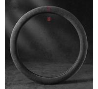 JINGMU Couvre Volant Voiture pour VW Caddy MK4 Maxi 2015-2019, Imperméable Couvre Volant en Cuir Microfibre Respirant et Antidérapant avec Marquage Central,Type-O-Red