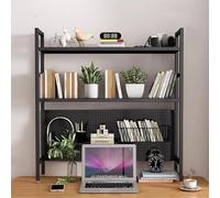JingNian 2 Couches DIY Étagère Livre Bureau Bibliothèque, Bibliothèque De Bureau en Fer Forgé pour la Maison, Dortoir Fournitures de(Black,95x98x22cm(37x39x9inch))