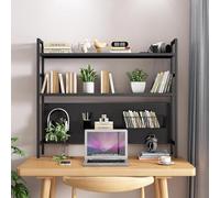 JingNian 2 Couches DIY Étagère Livre Bureau Bibliothèque, Bibliothèque De Bureau en Fer Forgé pour la Maison, Dortoir Fournitures de(Black,115x98x22cm(45x39x9inch))