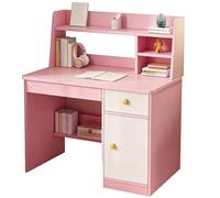 JingNian Bureau Enfant avec Rangement et Table d'Étude en Bois, Bureau Écolier, Casier, Étagères pour Chambre, Salle de Jeux, École à la Maison, Bureau d'angle Modulable