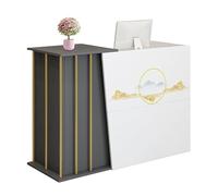 JingNian Comptoir D’Accueil Réception Secrétariat avec 2 Tiroirs Et Étagères Table De Bureau Mobilier De Réception Moderne pour Commerces Magasins Salons Et Lobby(Printed,100cm)