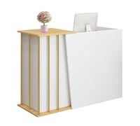 JingNian Comptoir D’Accueil Réception Secrétariat avec 2 Tiroirs Et Étagères Table De Bureau Mobilier De Réception Moderne pour Commerces Magasins Salons Et Lobby(Warm White,100cm)