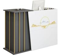 JingNian Comptoir de Réception Bois et Blanc, Meuble d’Accueil Moderne pour Bureau et Magasin, Table de Réception Stable avec Grand Plan de Travail(Printed,120cm)