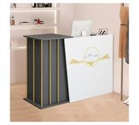 JingNian Comptoir de Réception pour Bureau et Magasin, Meuble d’Accueil avec 2 Tiroirs et 1 Armoire, Comptoir Secrétaire pour Commerce, Salon et Boutique(Printed,100cm)