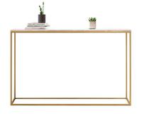 JingNian Console D'entrée en Pierre avec Plateau Effet Marbre Noir Et Structure Dorée, Table D'appoint Longue Et Étroite for Un Couloir, Un Hall D'entrée Ou Derrière Un Canapé(White)