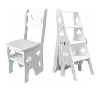 JingNian Échelle de Bibliothèque Pliante 4 Marches 150 kg, Escabeau Multifonctionnel avec Siège, Étagère à Échelle Légère et Portable, Tabouret Pliable Présentoir pour Bureau Cuisine Maison(C)