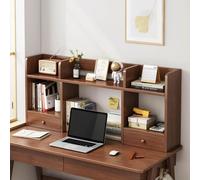 JingNian Étagère De Bureau À Poser, Petite Bibliothèque 2 Niveaux en Bois Et Métal, Rangement Livres Et Fournitures pour Maison Et Bureau(B,80x16x52cm)