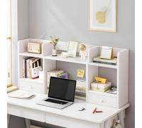 JingNian Étagère De Bureau À Poser, Petite Bibliothèque 2 Niveaux en Bois Et Métal, Rangement Livres Et Fournitures pour Maison Et Bureau(C,100x16x52cm)