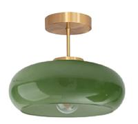 JingNian Luminaires Plafond Milieu De Siècle, Plafonnier Semi-encastré En Verre Et Métal, Abat-jour Dôme Orange, Idéal Pour Couloir, Entrée, Salle À Manger Et Cuisine(G)