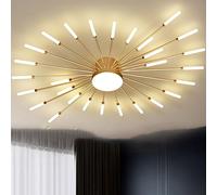 JingNian Plafonnier Moderne en Forme De Fleur, Montage Encastré en MéTal Acrylique, Luminaire LED en Forme De PéTale De Feu d'artifice Spoutnik pour Salon(Size:28+1heads,Color:Golden)