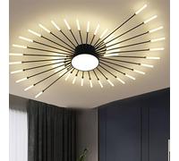 JingNian Plafonnier Moderne en Forme De Fleur, Montage Encastré en MéTal Acrylique, Luminaire LED en Forme De PéTale De Feu d'artifice Spoutnik pour Salon(Size:42+1heads,Color:Noir)