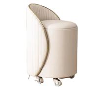 JingNian Pouf Rond avec Rangement et Repose-Pieds Amovible, Tabouret de Coiffeuse Pivotant avec Dossier, Chaise à roulettes pour Chambre, Salon et Entrée