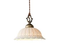 JingNian Suspension Vintage En Céramique Blanche Avec Finition Cuivre Vieilli, Douille E27 Réglable, Abat-jour Moderne Idéale For Salle À Manger, Chambre Ou Salon