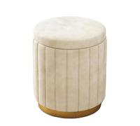 JingNian Tabouret Bas Rond en Velours, Tabouret De Coiffeuse en éPonge, Tabouret Mignon pour Salon, Chambre à Coucher, Bureau(White,Storage)