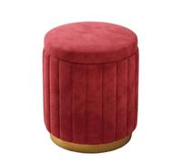 JingNian Tabouret Bas Rond en Velours, Tabouret De Coiffeuse en éPonge, Tabouret Mignon pour Salon, Chambre à Coucher, Bureau(Red,Storage)