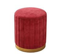 JingNian Tabouret Bas Rond en Velours, Tabouret De Coiffeuse en éPonge, Tabouret Mignon pour Salon, Chambre à Coucher, Bureau(Red,Non-Storage)