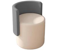 JingNian Tabouret de Coiffure avec Dossier, Chaise de Maquillage Pivotante en Cuir PU, Pouf Bas Rond Rembourré Confortable pour Chambre et Salon(Gray+Off-White)