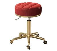 JingNian Tabouret de Travail à roulettes Réglable, Chaise Pivotante avec Tige Hydraulique Dorée et Base Stable en Métal, Tabouret Confortable pour Salon d’Esthétique, Coiffure, Manucure(Red)