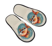 jingong Beaux chaussons en fourrure avec imprimé poisson, chaussons tendance en coton pour l'automne et l'hiver, confortables et chauds