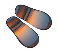 jingong Belles pantoufles en coton avec imprimé lever de soleil et océan pour l'automne et l'hiver