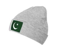jingong Bonnet tricoté imprimé drapeau du Pakistan - Chapeau d'hiver chaud élégant pour homme et femme, chapeau classique décontracté, convient à un usage quotidien, gris, Taille unique
