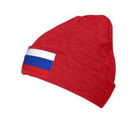 jingong Bonnet tricoté imprimé drapeau russe - Chapeau d'hiver chaud élégant pour homme et femme, chapeau décontracté classique, convient à un usage quotidien, Rouge, Taille unique