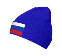 jingong Bonnet tricoté imprimé drapeau russe - Chapeau d'hiver chaud élégant pour homme et femme, chapeau décontracté classique, convient à un usage quotidien, bleu, Taille unique