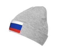 jingong Bonnet tricoté imprimé drapeau russe - Chapeau d'hiver chaud élégant pour homme et femme, chapeau décontracté classique, convient à un usage quotidien, gris, Taille unique