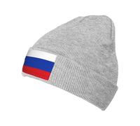 jingong Bonnet tricoté imprimé drapeau russe - Chapeau d'hiver chaud élégant pour homme et femme, chapeau décontracté classique, convient à un usage quotidien, gris, Taille unique