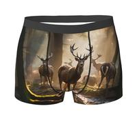 jingong Boxer pour homme avec impression d'images de cerfs, tissu élastique doux et taille élastique, caleçons boxeurs pour homme, Noir , L