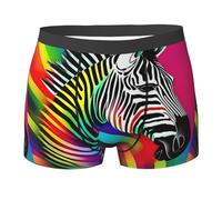jingong Boxer pour homme imprimé zèbre arc-en-ciel coloré, tissu élastique doux et taille élastique, sous-vêtements pour homme, Noir , M