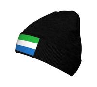 jingong Chapeau tricoté avec imprimé drapeau de la Sierra Leone - Chapeau d'hiver chaud élégant pour homme et femme, chapeau classique décontracté, convient à un usage quotidien, Noir , Taille unique