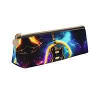 jingong Étui en cuir triangulaire pour guitare électrique magique avec intérieur spacieux, fermeture éclair pour outils d'écriture, bureau, blanc, Taille unique, Trousse de maquillage