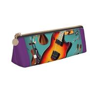 jingong Étui en cuir triangulaire pour guitare musicale avec intérieur spacieux, fermeture éclair pour outils d'écriture, bureau, blanc, Taille unique, Trousse de maquillage