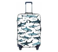 jingong Housse de protection élastique pour bagage adulte Motif requin avec différents gestes, blanc, XL
