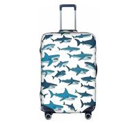 jingong Housse de protection élastique pour bagage adulte Motif requin avec différents gestes, blanc, XL