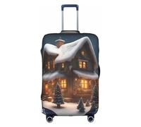 jingong Housse de protection élastique pour valise de voyage pour adulte Motif maison de village de Noël, blanc, L