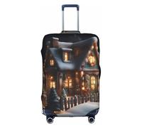 jingong Housse de protection élastique pour valise de voyage pour adulte Motif maison de village de Noël, blanc, M