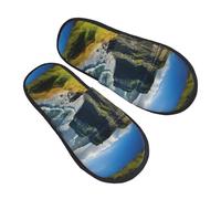 jingong Ireland Outdoors County Clare The Cliffs Chaussons en coton à imprimé fourrure pour l'automne et l'hiver Chaussures confortables et chaudes pour la maison