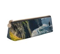 jingong Ireland Outdoors County Clare The Cliffs Étui triangulaire en cuir avec intérieur spacieux, fermeture éclair pour outils d'écriture, bureau, blanc, Taille unique, Trousse de maquillage