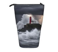 jingong Lighthouse in Storm Trousse multifonction pour ranger les crayons et le maquillage, Noir , Taille unique, Pochette à monnaie