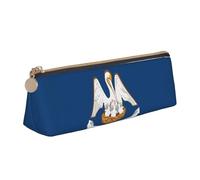 jingong Louisiana State Flag Triangle Étui en cuir avec intérieur spacieux, fermeture éclair pour outils d'écriture, bureau, blanc, Taille unique, Trousse de maquillage