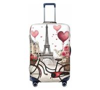 jingong Love Paris Tower Couvercle de bagage élastique résistant aux rayures et à la poussière Motif cœur, Noir , L
