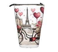 jingong Love Paris Tower Trousse à crayons multifonction pour café, vin, parfum, vélo, cœur, sac de rangement, trousse de maquillage, convient pour le bureau et le transport quotidien, Noir , Taille