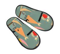 jingong Pantoufles en coton avec imprimé chats modernes du milieu du siècle pour l'automne et l'hiver