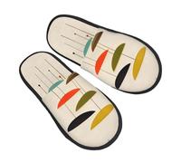 jingong Pantoufles en fourrure imprimées modernes du milieu du siècle - Pantoufles tendance en coton pour l'automne et l'hiver - Chaussures confortables et chaudes pour la maison