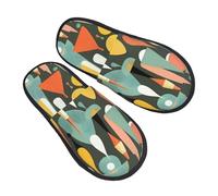 jingong Pantoufles modernes rétro du milieu du siècle avec imprimé en forme de goutte en fourrure Chaussons tendance en coton pour l'automne et l'hiver Chaussures d'intérieur confortables et chaudes