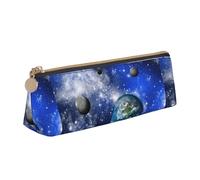 jingong Planet Galaxy Étui en cuir triangulaire avec intérieur spacieux, fermeture éclair pour outils d'écriture, bureau, blanc, Taille unique, Trousse de maquillage